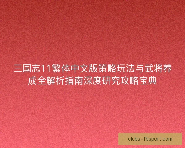 三国志11繁体中文版策略玩法与武将养成全解析指南深度研究攻略宝典